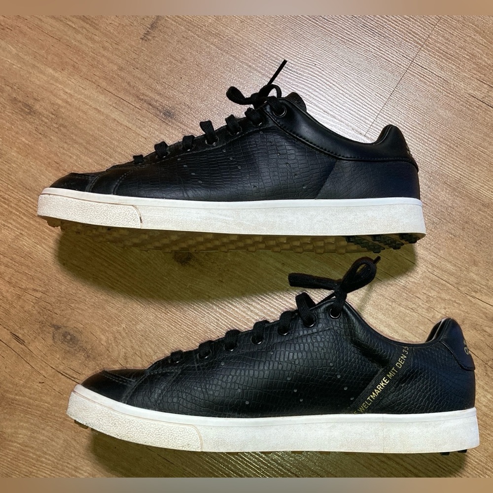 ADIDAS ADICROS  - LEA BLACK/WHITE F33778 BLACK LEATHER GOLF SPIKELESS - Picture 4 of 8